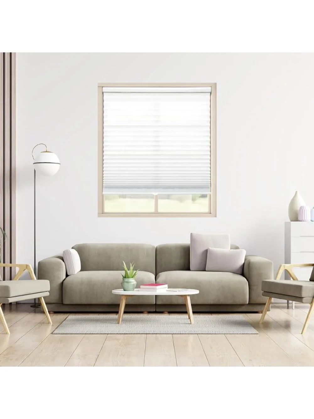 DEZ Furnishings Cordless Pleated Shade White 72x48 Light Filtering Window Blind